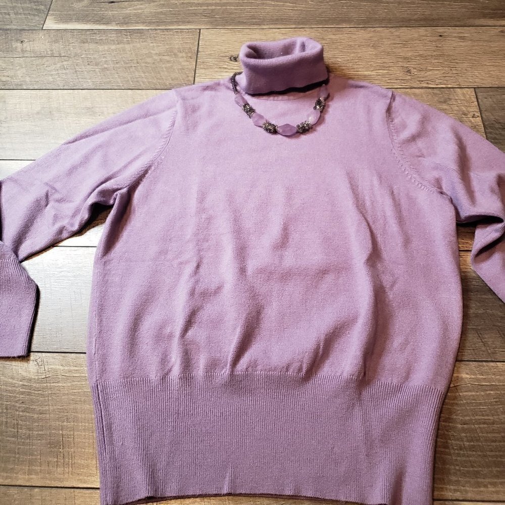 JM Collection Lilac Turtle Neck Sweater